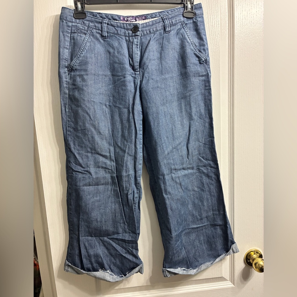 Casual Blue Cropped Pants